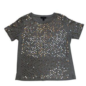 J. Crew Short Sleeve Sequin Tee Gray/Gold Silver Sparkle * Size S